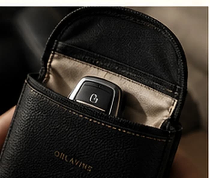 The key fob tucked inside the pouch, ready to be closed